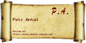Petz Antal névjegykártya